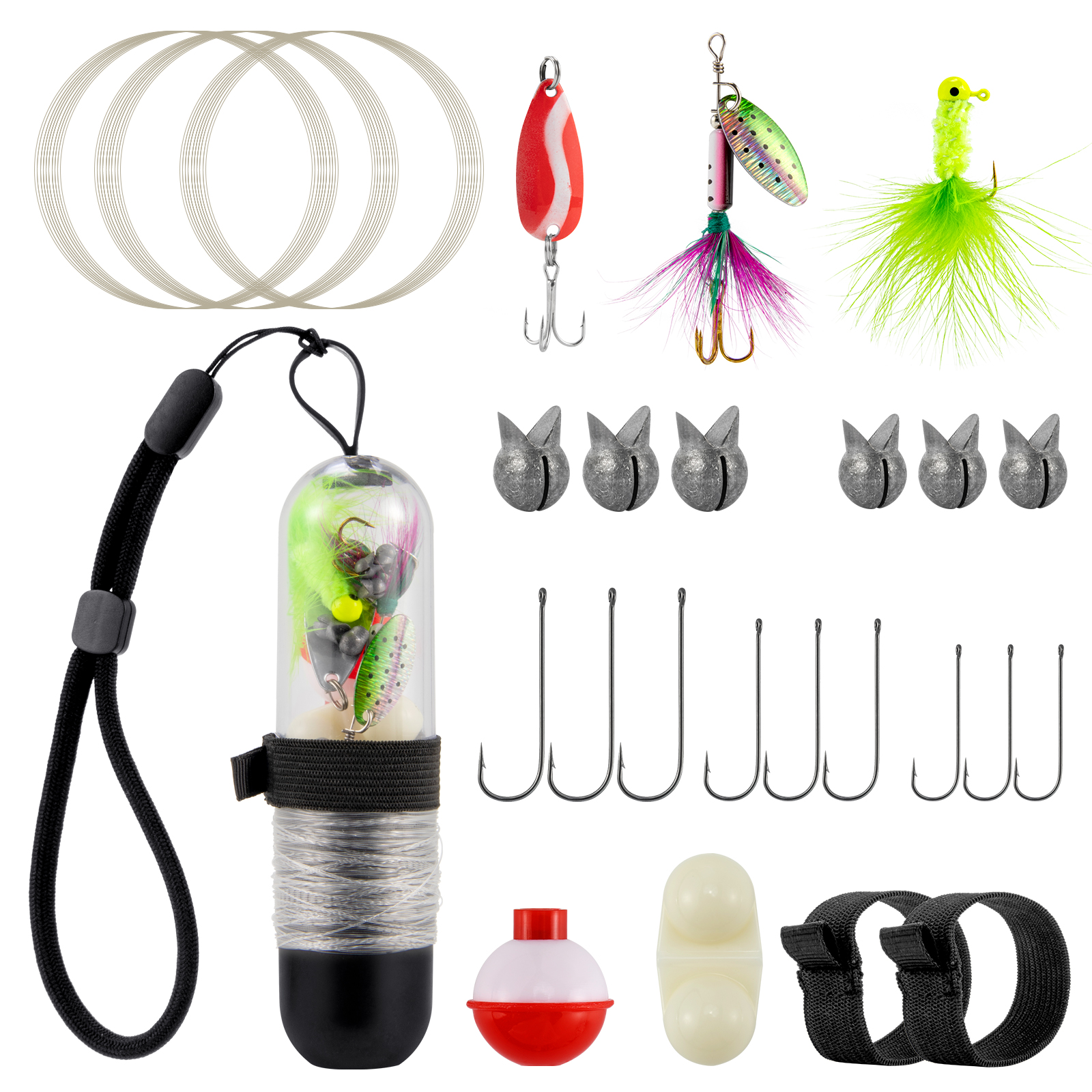 Jig Head Lure - 25pcs Survival Fishing Kit Pocket Reel