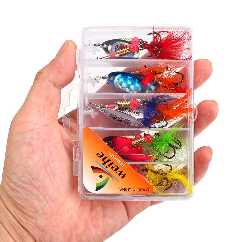 Fishing Equipment Clearance - WEIHE 10pcs Feathered Spoon Lure Set