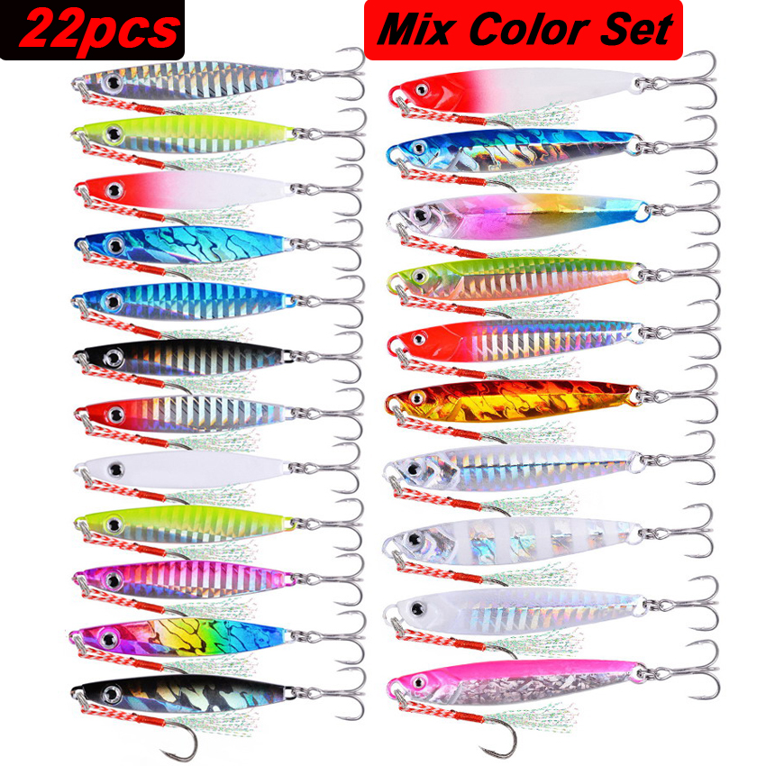 Jig Head Lure - 22PCS Metal Spoon Jigs Carp Fishing