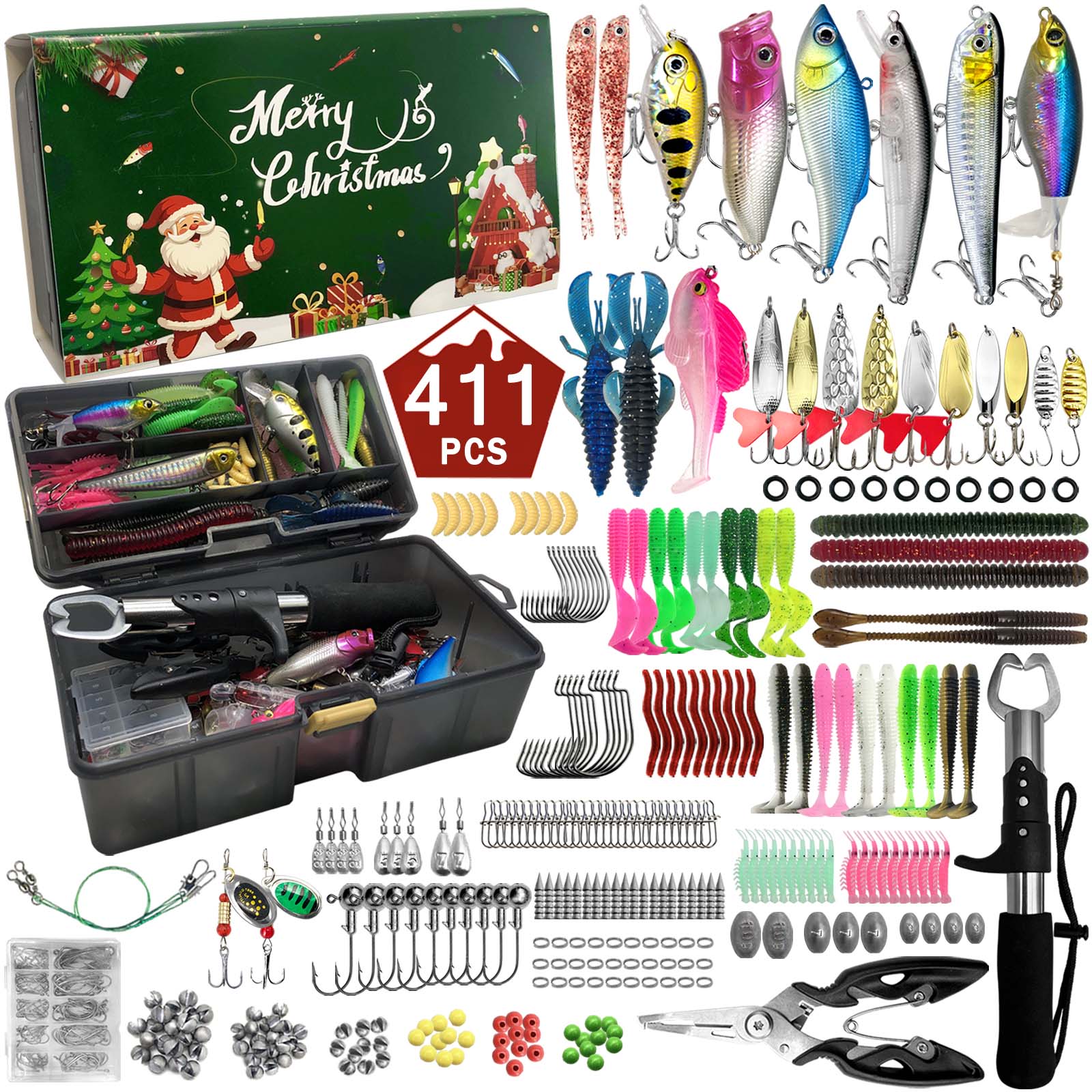 411/366/136/86Pcs of Christmas - đánh giá và giá Fishing Equipment Clearance