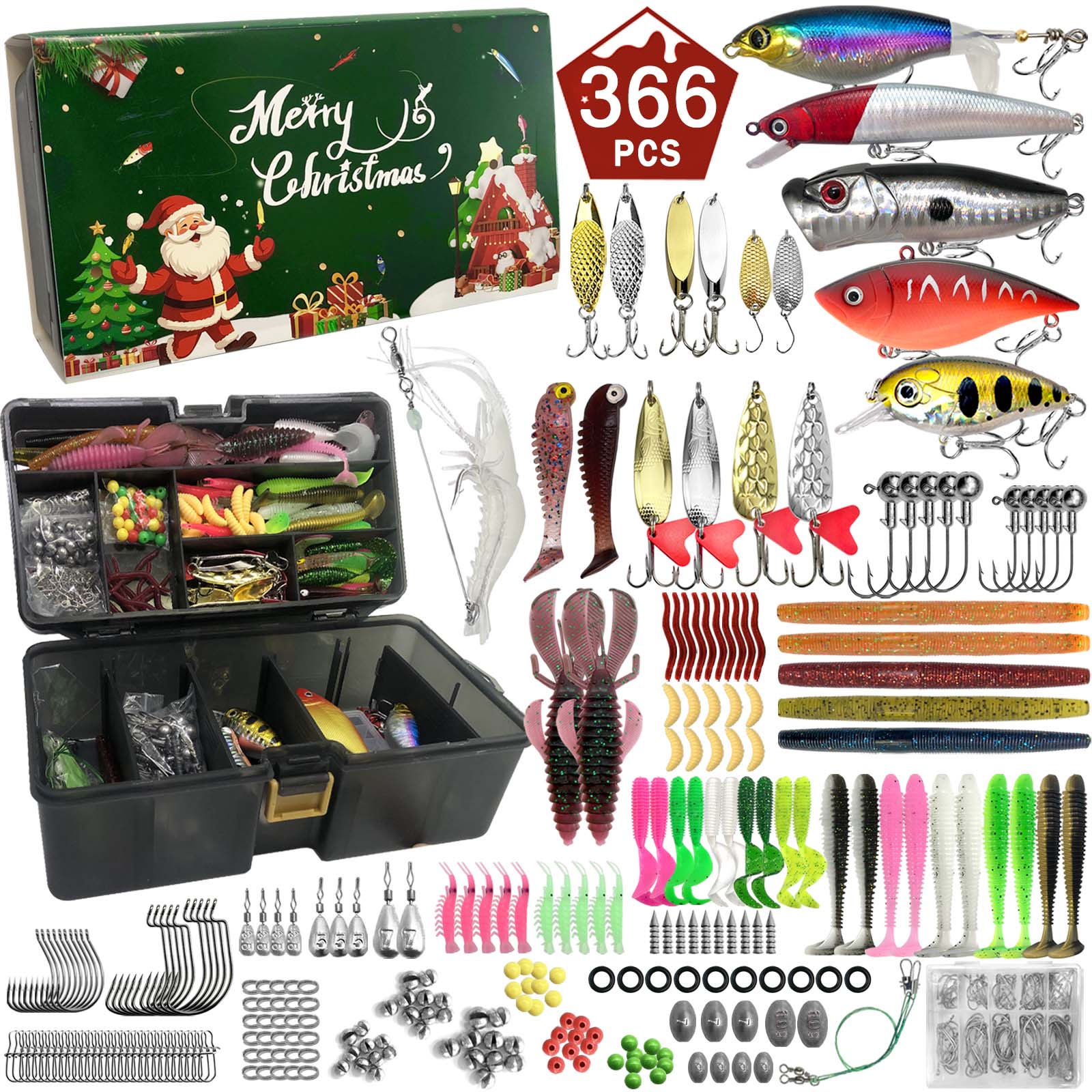 411/366/136/86Pcs of Christmas - đánh giá và giá Fishing Equipment Clearance