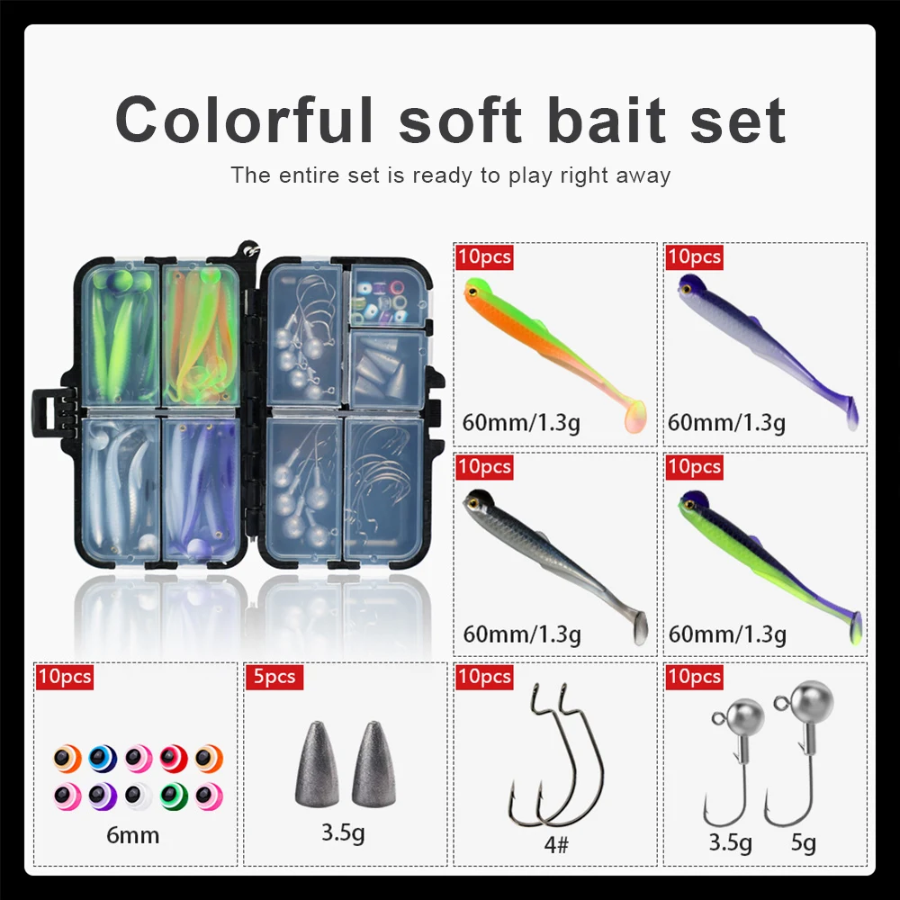 JSFUN 75pcs Silicone Lure Set  - đánh giá và giá Jig Head Lure