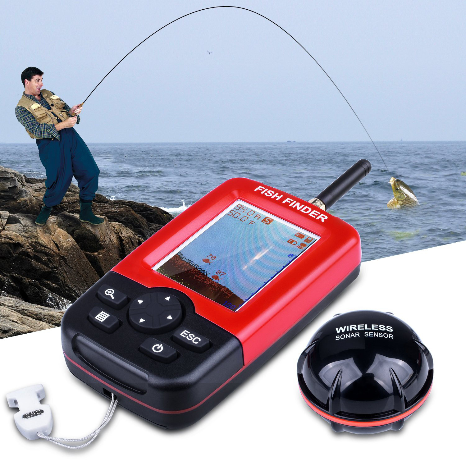 100M Portable Sonar Fish Finde - đánh giá và giá Fishing Equipment English