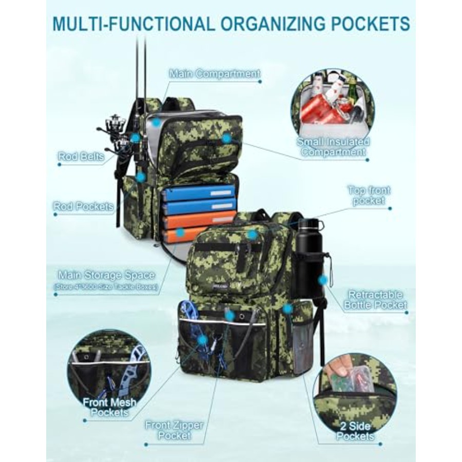 Fishing Backpack with Rod Hold - đánh giá và giá Fishing Equipment Usa
